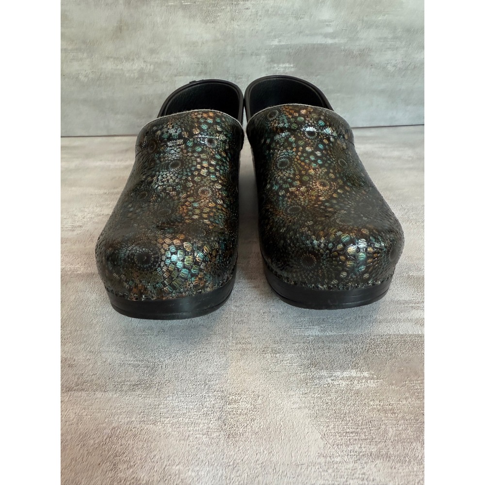 Dansko Women's Clogs Size 37 Black Leather Comfort Shoes Floral‎ Pattern - Picture 3 of 12